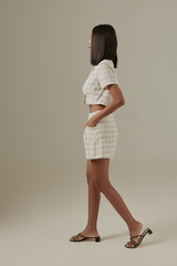 Mirae Checkered Shorts in White