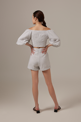 Gracelyn Checkered Shorts in Light Grey