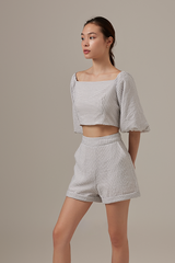 Gracelyn Checkered Shorts in Light Grey