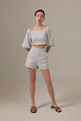 Gracelyn Checkered Shorts in Light Grey