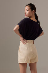 Tilly High Waisted Box Pleat Shorts in Cream