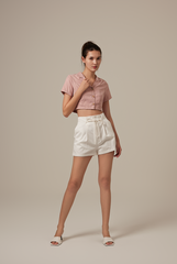 Tilly High Waisted Box Pleat Shorts in White