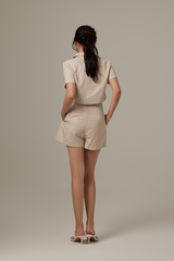 Debbie Plaid Highwaisted Skorts in Khaki