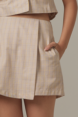 Debbie Plaid Highwaisted Skorts in Khaki