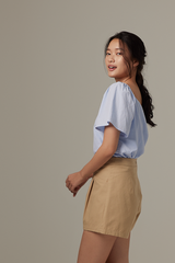 Lovelle Pleated Highwaist Shorts in Khaki