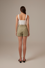 Lainey Button Asymmetrical Skorts in Sage Green
