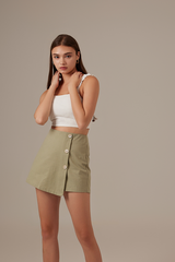 Lainey Button Asymmetrical Skorts in Sage Green