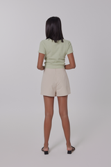 Lainey Button Asymmetrical Skorts in Sand