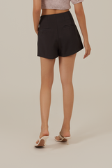 Wilda Highwaist Pleated Shorts in Charcoal