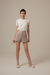 Denica Tweed Shorts in Caramel