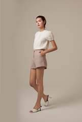 Denica Tweed Shorts in Caramel