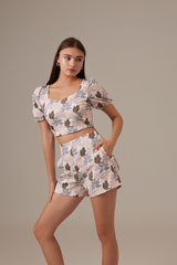 Celine Printed Shorts in Blush