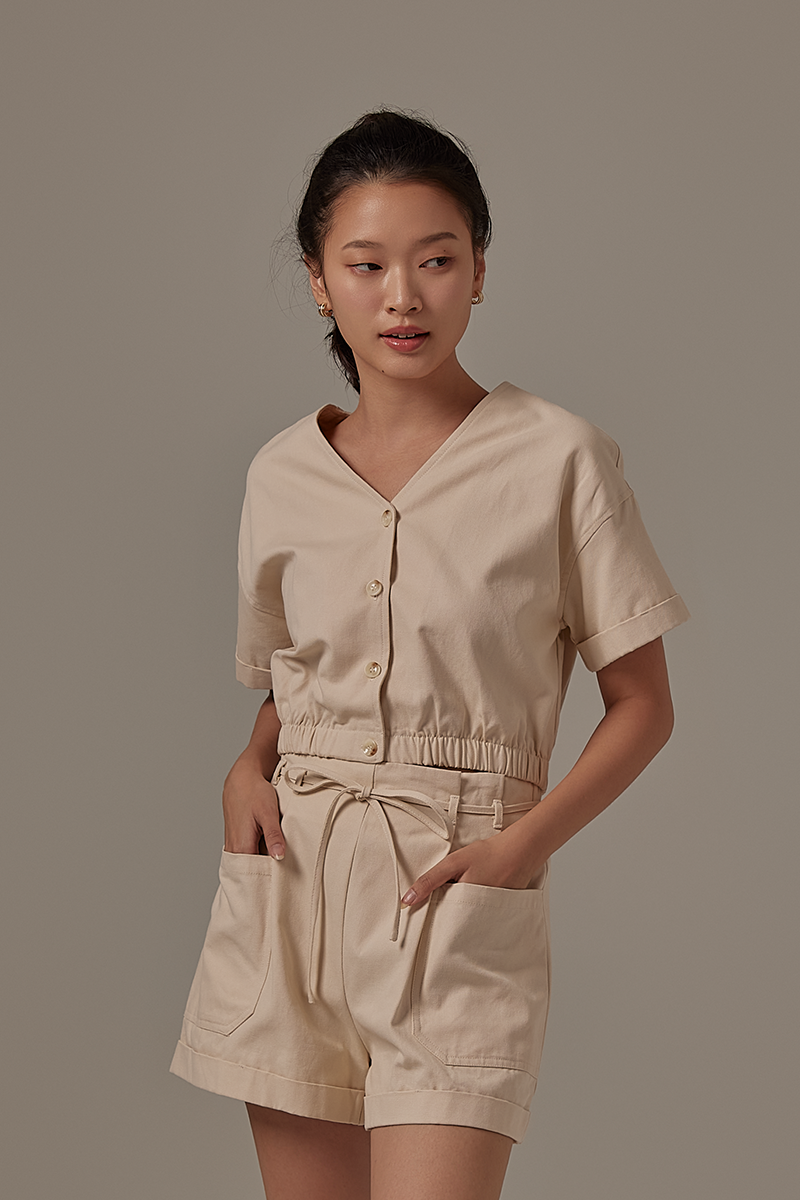 Nadra Pleated Shorts in Cream