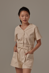 Nadra Pleated Shorts in Cream
