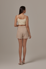 Violet Checkered Highwaist Shorts in Caramel