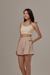 Violet Checkered Highwaist Shorts in Caramel