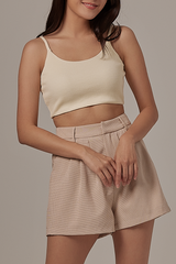 Violet Checkered Highwaist Shorts in Caramel
