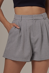 Violet Checkered Highwaist Shorts in Navy Blue