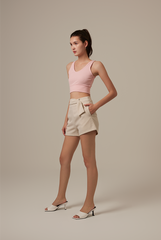 Reina Side Strap Shorts in Almond
