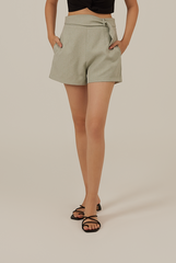 Reina Side Strap Shorts in Dusty Jade