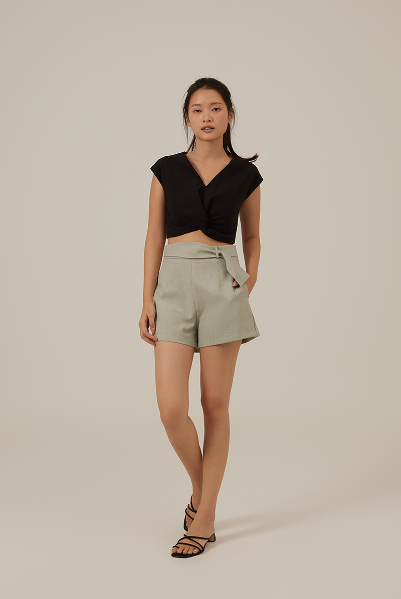 Reina Side Strap Shorts in Dusty Jade