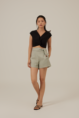 Reina Side Strap Shorts in Dusty Jade