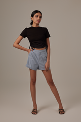 Inalye Highwaisted Shorts in Dusty Blue