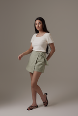 Tyra Belted Skorts in Sage Green