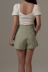 Tyra Belted Skorts in Sage Green