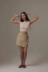 Tyra Belted Skorts in Khaki