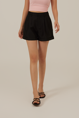 Dora Cuffed Shorts in Black