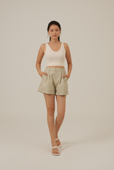 Dora Cuffed Shorts in Sage Green