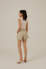 Dora Cuffed Shorts in Sage Green
