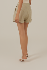 Dora Cuffed Shorts in Sage Green