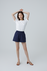 Diem Elasticated Waistband Shorts in Navy Blue