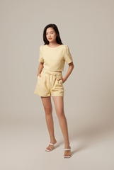 Odette Honeycomb Textured Shorts in Butter