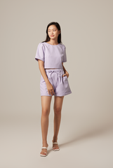 Odette Honeycomb Textured Shorts in Lilac 