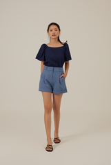 Kensly Cuffed-Hem Shorts in Denim Blue