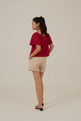 Kensly Cuffed-Hem Shorts in Oatmeal