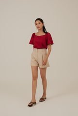 Kensly Cuffed-Hem Shorts in Oatmeal