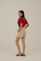 Kensly Cuffed-Hem Shorts in Oatmeal