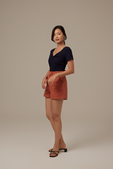Lucia Fitted Highwaist Shorts in Brick