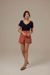 Lucia Fitted Highwaist Shorts in Brick