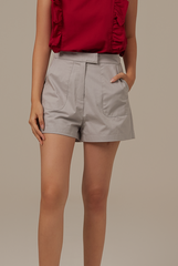Lucia Fitted Highwaist Shorts in Dusty Blue