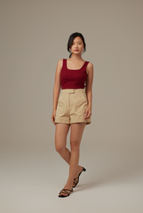 Lucia Fitted Highwaist Shorts in Khaki