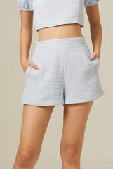 Shelby Textured Shorts in Pale Blue