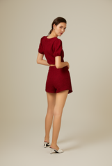Shelby Textured A-line Skorts in Burgundy