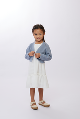 KIDS Dona Classic Cardigan in Dusty Blue