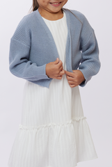 KIDS Dona Classic Cardigan in Dusty Blue