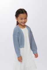 KIDS Dona Classic Cardigan in Dusty Blue